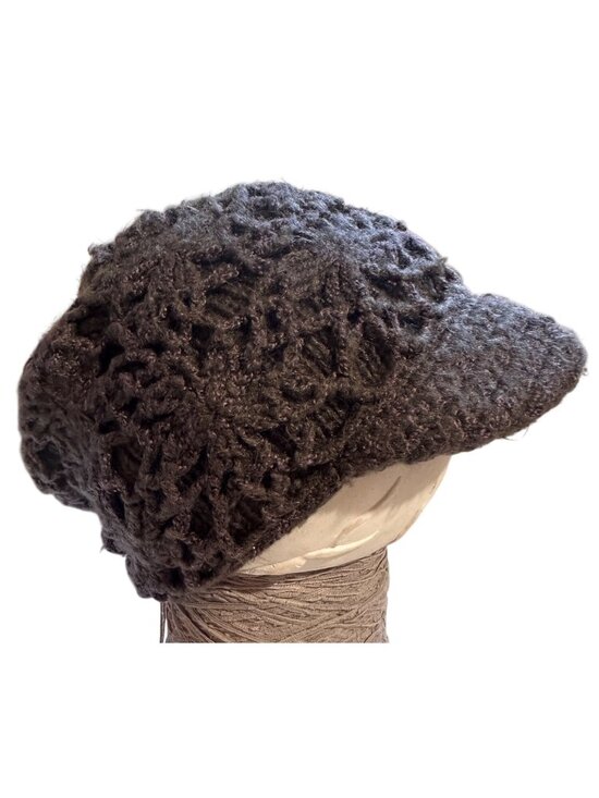pistil Accessories - Pistil Womens Purple & Grey Cable Knit Slouch Hat With Button Detail